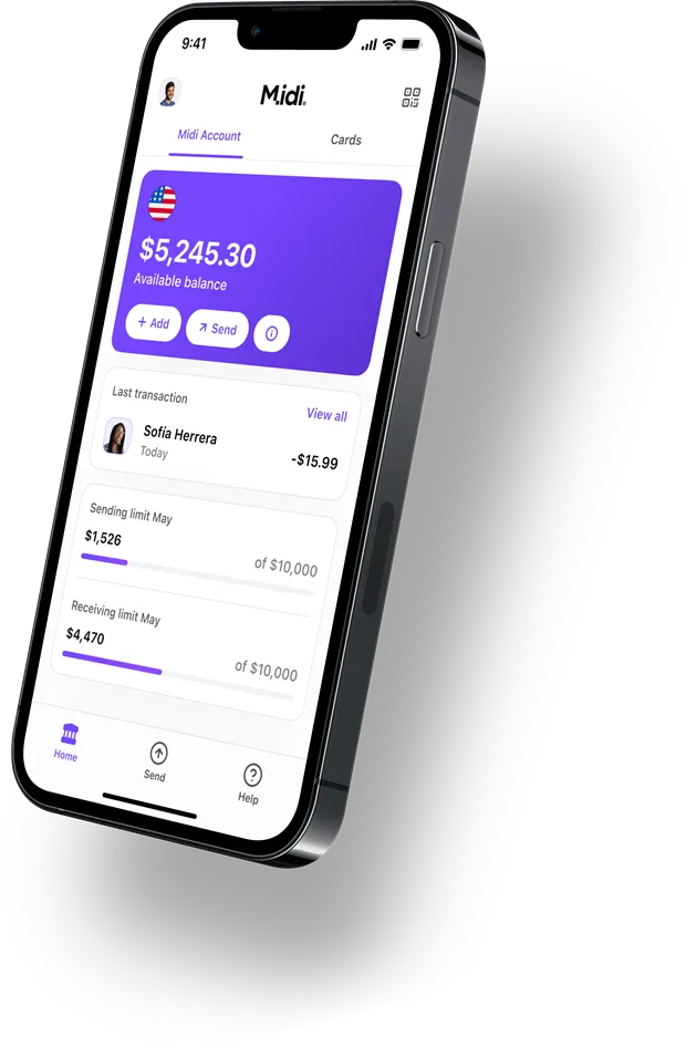App Midi — cuenta en USD
